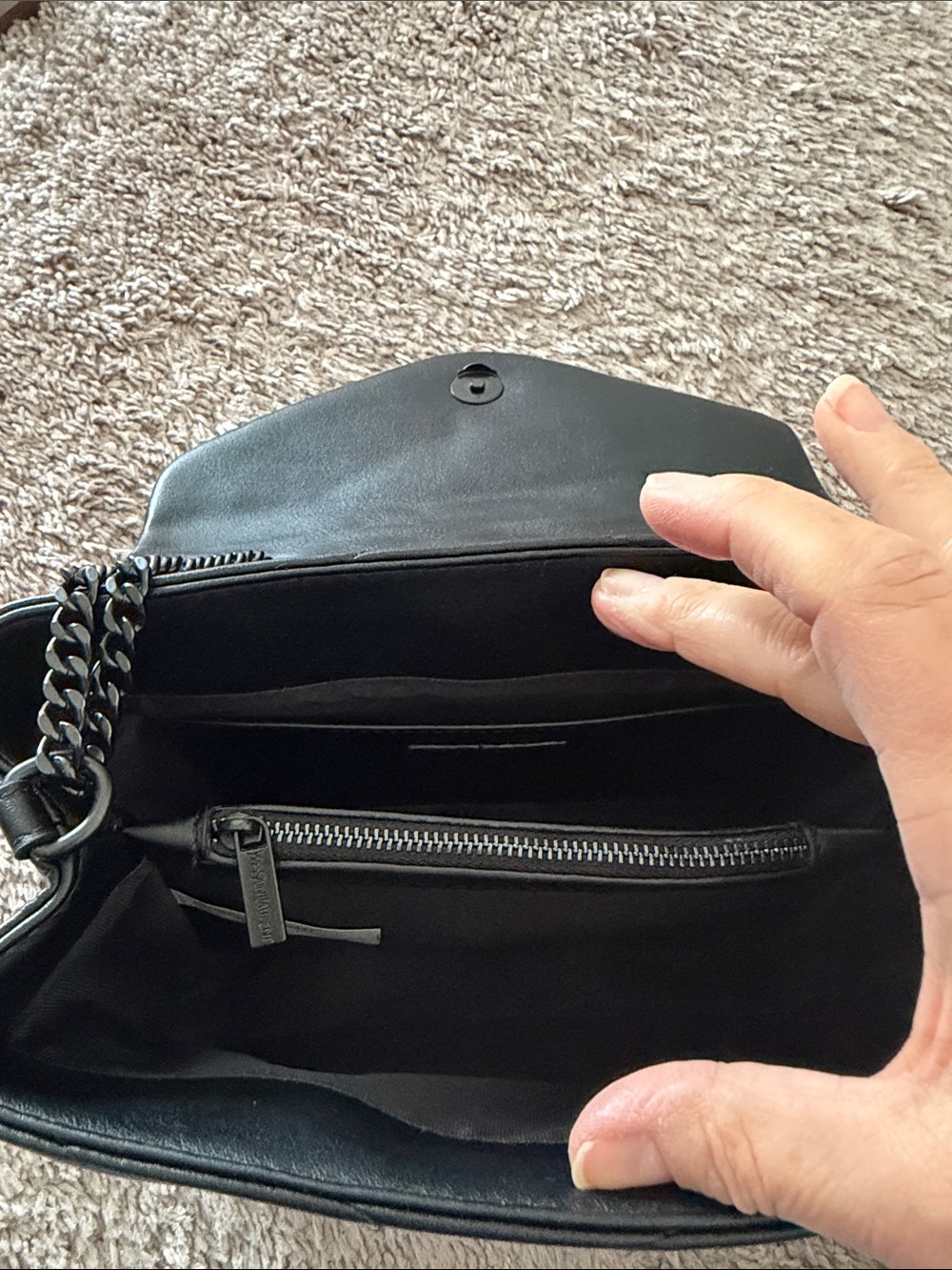 Saint  Black Quilted Matelassé Shoulder Bag with Tonal YSL - Picture 6 of 7